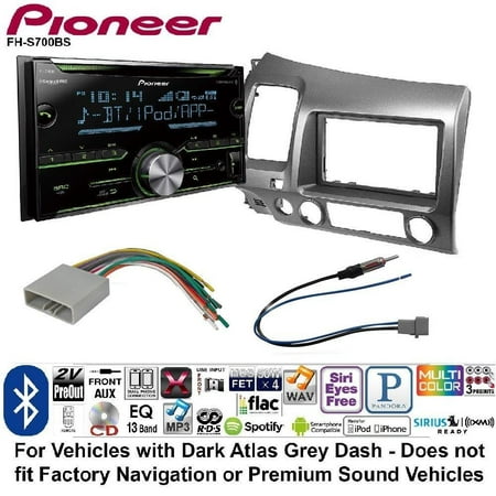 Honda Civic Double Din - Pioneer Double DIN CD Receiver Built-in Bluetooth, and SiriusXM-Ready Car Radio Stereo Single Double Din Dash Kit Harness Antenna for 2006-2011 Honda Civic