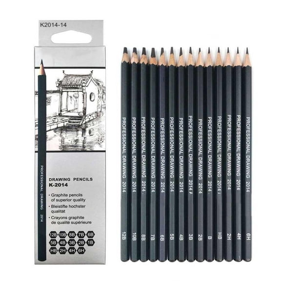 Professional Sketching Pencil Set 14PCS – 12B–6H Graphite Drawing Pencils for Art, Shading & Illustration