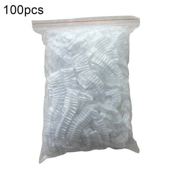 100Pcs Hotel Home Disposable Waterproof Clear Elastic Women Shower Bath Cap Hat