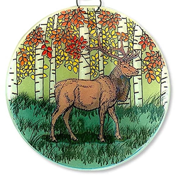 Ruth's Ethical Goods Elk Deer Christmas Tree Ornament - Art Glass Light Catcher