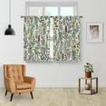 thumbnail image 2 of Spring Floral Kitchen Curtains - Botanical Leaf Rustic Small Short Cafe Tier Curtains for Living Room Rod Pocket Window Drapes 36 Inch Length 2 Panels Set 28"x36", 2 of 5