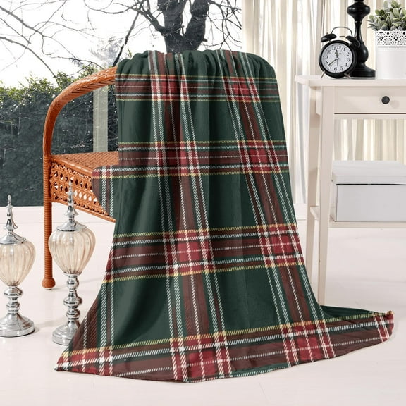 Festive Pattern 60"x80" Flannel Christmas Throw - Cozy Brushed Cotton Blanket for Couch, Sofa and Bed, Seasonal Gift