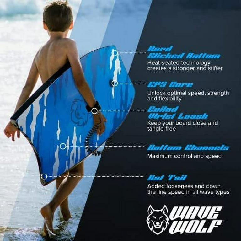 WAVEWOLF Untamed Pro Series Bodyboard with Body Leash, Foam WAVEWOLF Untamed Pro Series Bodyboard with Body Leash, Foam