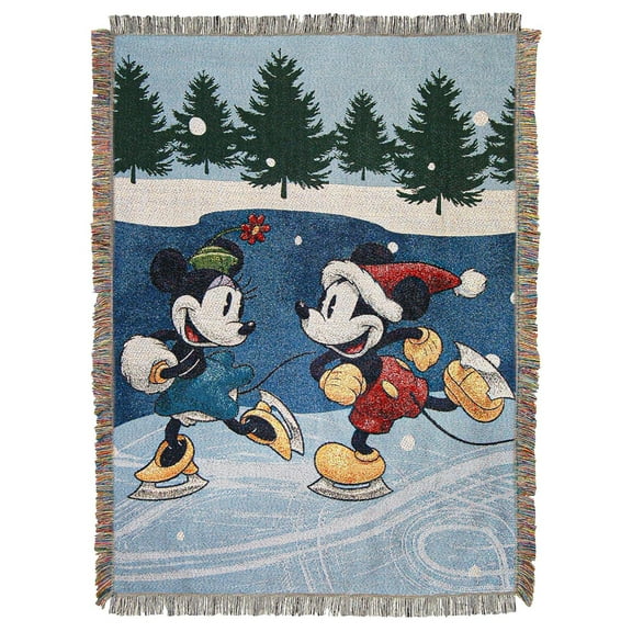 Northwest Mickey Mouse Woven Tapestry Throw Blanket, 48" x 60", Winter Skate