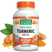 Botanic Choice Organic Turmeric 500 mg Herbal Supplement, 90 Vege Capsules
