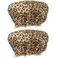 thumbnail image 1 of 2pcs Bonnets de Douche Double Couche PEVA Imperméable à l'Eau Élastiques Bonnets de Protection des Cheveux (Impression Léopard), 1 of 9