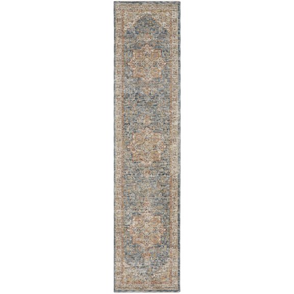 Nourison Petra Vintage Ivory Blue 2'3" x 10'2" Area Rug, (2x10)