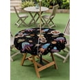 thumbnail image 4 of Outdoor Tablecloth with Umbrella Hole for Patio/Picnic/Party/Camping, Cute Black Space Waterproof Table Cloth Round Cover Washable, Star Cartoon Spaceship Planet (Dia 54"), 4 of 8