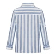 thumbnail image 5 of absuyy Women' Button Up Shirt Turn Down Shirt Striped Long Sleeve Loose Blouses Blue Work Tops Size M, 5 of 6