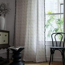 Nvzi Bohemian Cotton Linen Room Darkening Curtain Panel with Tassels Bedroom Living Room Geometric Print Window Treatment 1 Panel (59"x71",Geometric)