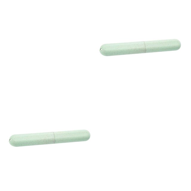 Estuche de cepillo Wosthever Caja de almacenamiento de paja de viaje 2piezas Verde