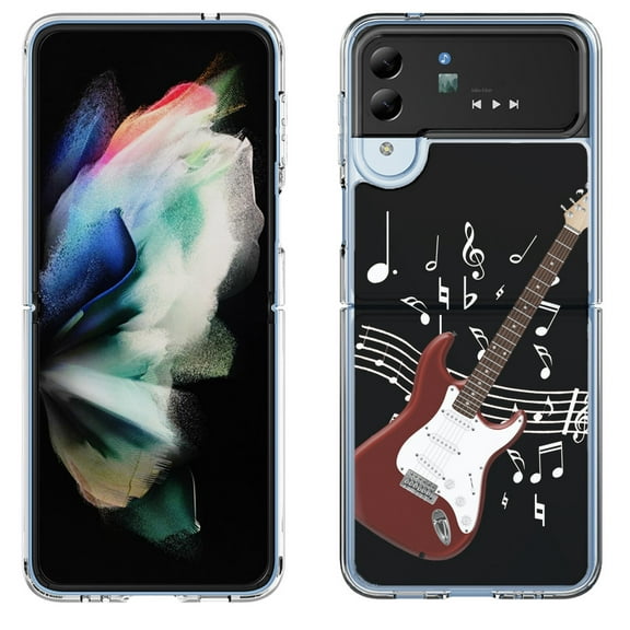 Shockproof Bumper Phone Case for Samsung Galaxy Z Flip 4 5G, by OneToughShield ® - Guitar Red