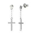 thumbnail image 2 of aaXia 10K White Gold Diamond Accent Cross Dangle Stud Earrings, 2 of 5