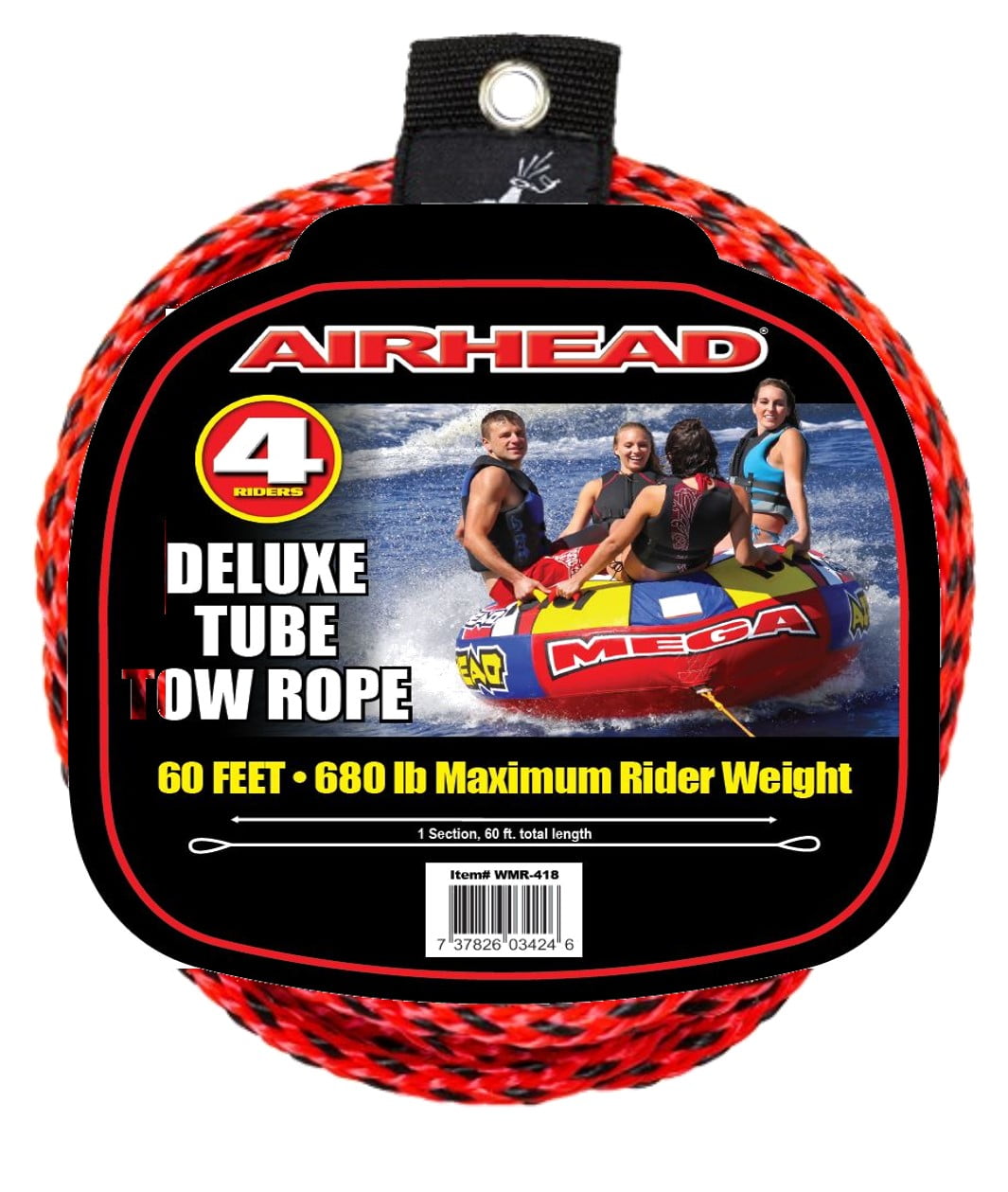 Airhead 4-Rider Towable Tube Rope for Water Sports