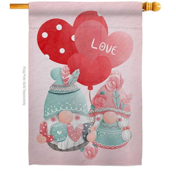 Breeze Decor H120047-BO My Love Gnome Springtime Valentine Double-Sided Garden Decorative House Flag, Multi Color