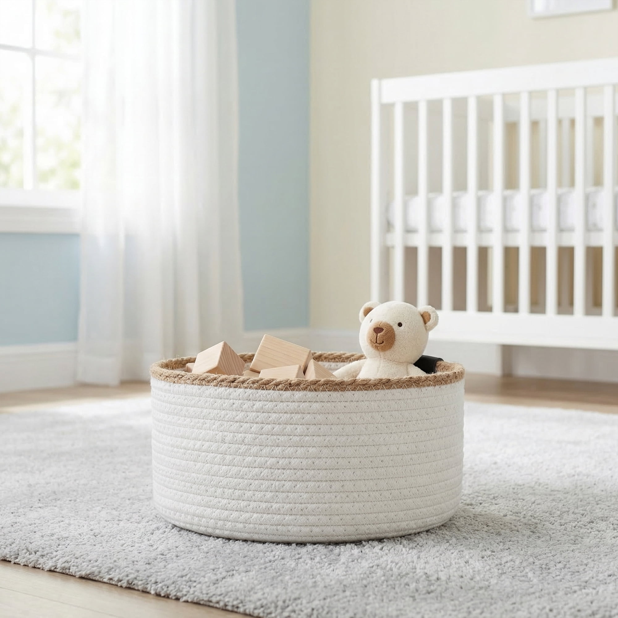 Unique Bargains Woven Storage Basket for Key Tray Bowl White-Brown 8.3*8.3*3.5in