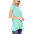 thumbnail image 2 of Women's A-Line Short Sleeve Relaxed Fit Round Neck Solid Tunic Top with Pockets, 2 of 4