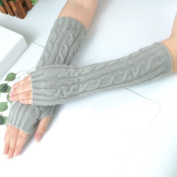 Guantes de invierno para mujer, de punto, cálidos, de medio dedo, abiertos, de poliéster