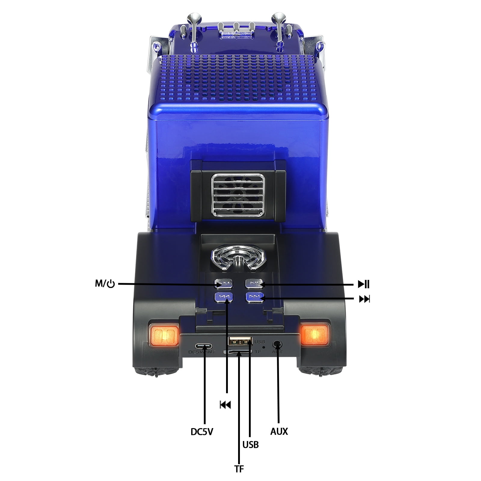 WSTER WS-570 Big Truck Model Bluetooth Speaker with USB TF Card AUX FM Radio TWS Pairing for Home OutdoorBeach Stereo Audio Subwoofers Birthday Gift(Blue)