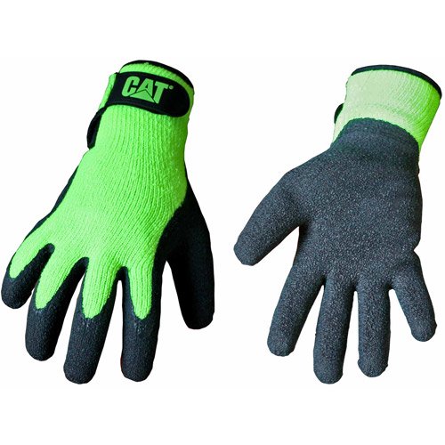 CAT Large Fluorescent Green Latex Coated Knit Gloves