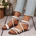 thumbnail image 3 of Xucatan Back Zip Flat Sandals for Women, Open Toe Round Toe Slippers with Adjustable Straps, Cushioned Footbed Casual Summer Shoes, Versatile Plus Size Design for Beach Gift, 3 of 9