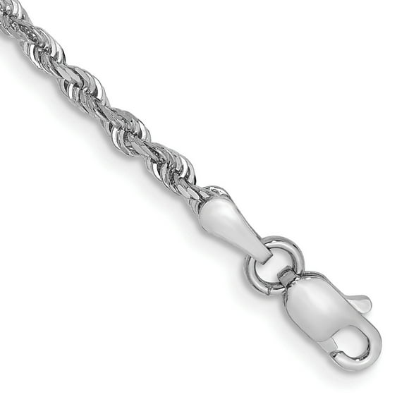 10k White Gold 2.25mm Quadruple Rope Chain Anklet Ankle Bracelet