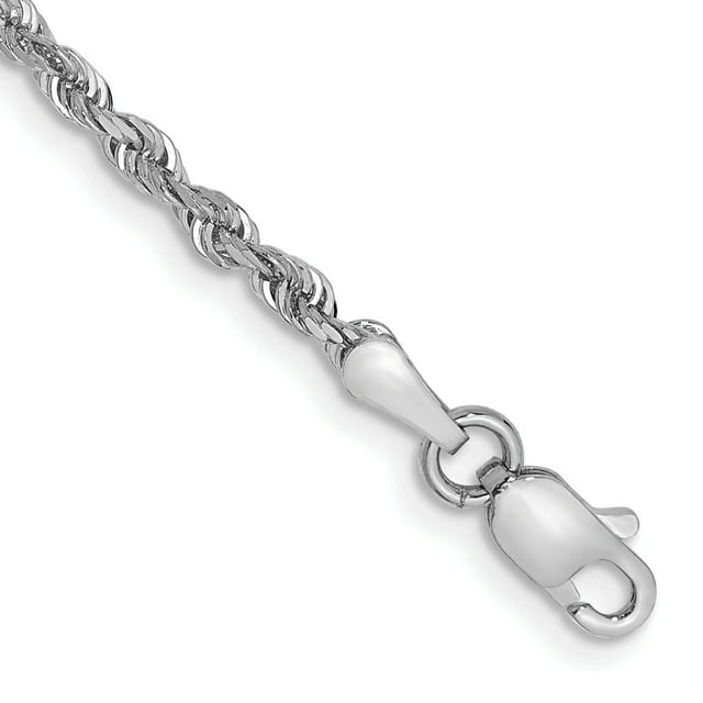 10k White Gold 2.25mm Quadruple Rope Chain Bracelet Anklet