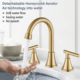 thumbnail image 2 of CES Bathroom Faucets for Sink 3 Hole Brushed Gold Bathroom Sink Faucet with Pop-up Drain and Supply Lines, Stainless Steel Lead-Free Widespread Faucet for Bathroom Sink Vanity RV Farmhouse Sink, 2 of 6