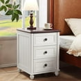 thumbnail image 3 of YEXJ 18" Farmhouse Night Stand, Wood Nightstand with 3 Drawers, Bedside End Table with Storage and Roman Column, Bed Side Tables Cabinet for Bedroom, Living Room, and Closet-3 Drawers-Elegant White, 3 of 10