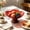 Red, variant on Clear Petal Pedestal Serving Bowl With Faux Wood Grain - Plastic Fruit Snack Candy Bowl For Home Kitchen Party