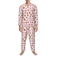 thumbnail image 3 of Naloa Hand Drawn Strawberry Men’s Pajamas Set - Long Sleeve Button Down Sleep Shirt and Pajama Bottoms Sleepwear Set-, 3 of 7