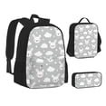 thumbnail image 2 of Naloa Rabbit And Cloud Print Large Capacity Backpack Lunch Bag Pencil Case Combination 3 Piece Set for Student, 2 of 8
