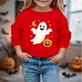 thumbnail image 2 of Zylarhe Halloween Sweatshirts for Kids Kids Halloween Print Long Sleeve Pullover Hooded Sweatshirt Boys Girls Cozy Watermelon Red 13-14 Years, 2 of 4