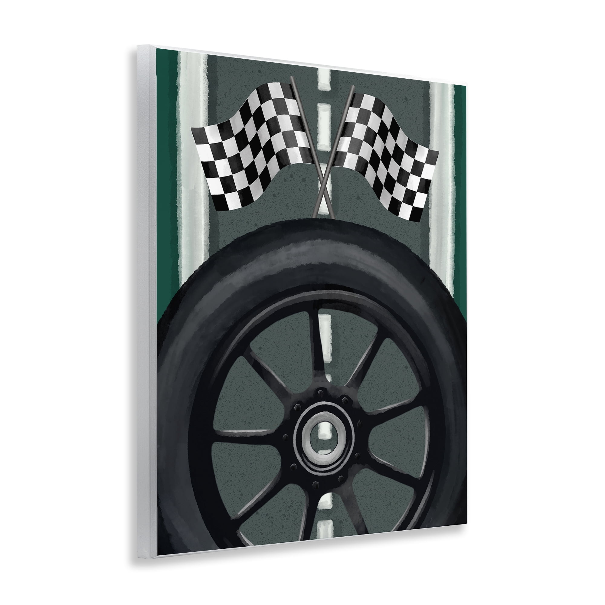 Stupell Industries Racetrack Flags & Tire Wall Plaque Art, design by Jennifer Stith