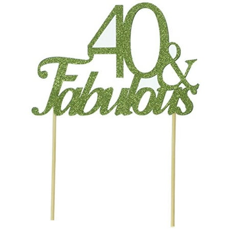 All About Details Lime Green 40-&-fabulous Cake Topper,1pc, 40th Birthday, Party