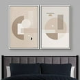 thumbnail image 2 of IDEA4WALL Framed Canvas Print Wall Art Brown and White Geometric Mid-Century Polygons Abstract Shapes Modern Boho Relax/Calm Chic for Living Room, Bedroom, Office - 24"x36"x2 White, 2 of 5
