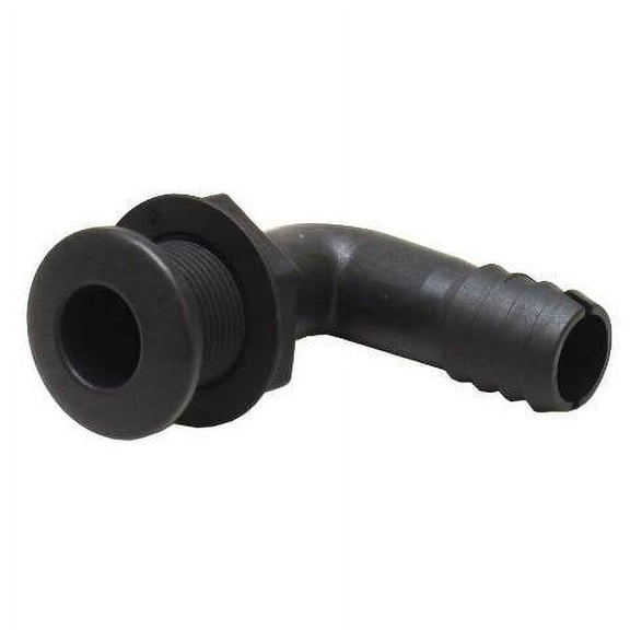 Whitecap Boat Thru Hull 3810B | 90 Degree 1 1/8 Inch Black Nylon