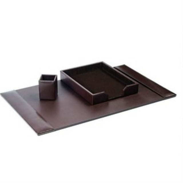 Dacasso Set Luxury Leather Pad & Desk Organization Essentials, 3 Piece, Dark Brown