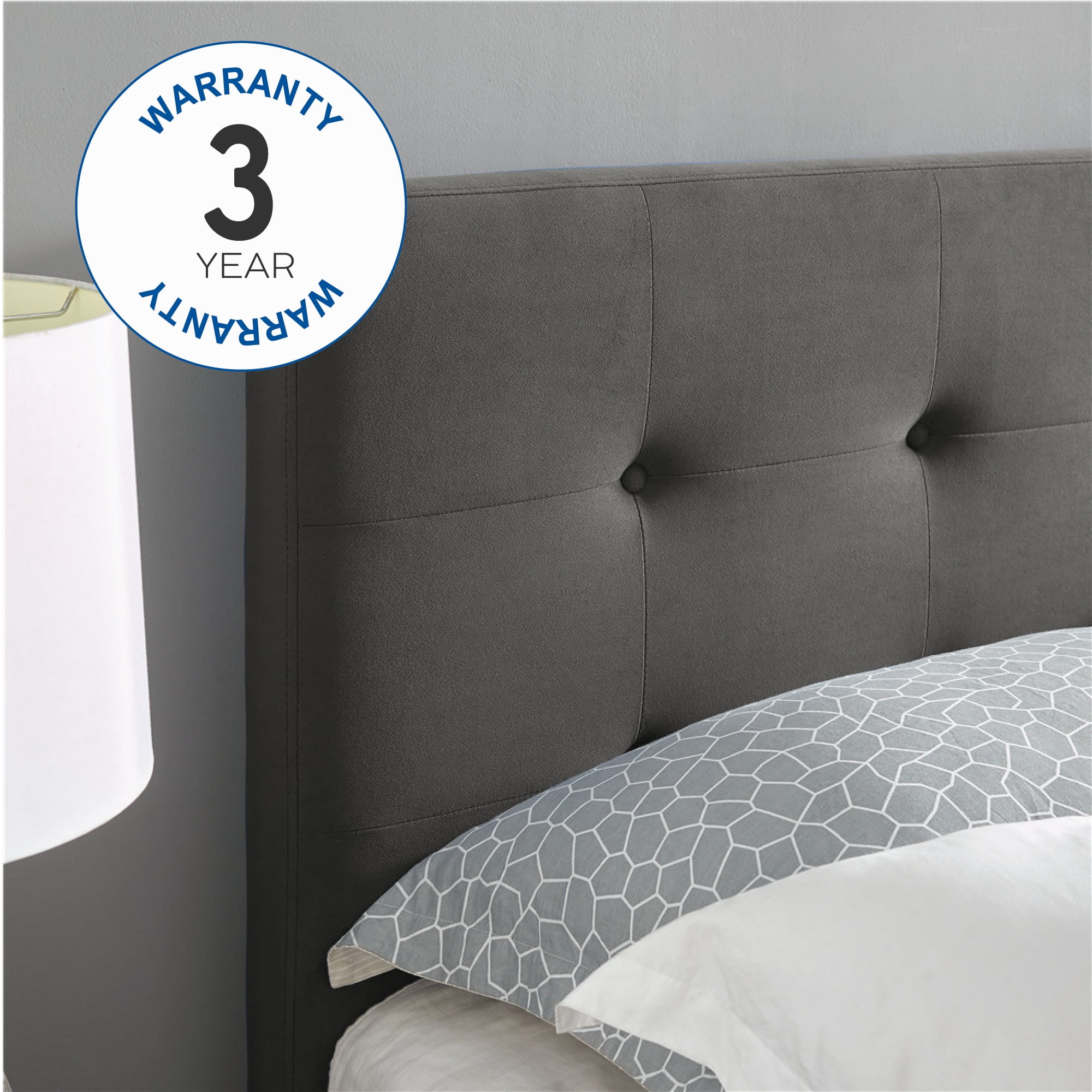 DeCoro Seattle Modern Tufted Upholstered Platform Bed | Headboard and Wood Frame with Wood Slat Support, King, Antonio Mid Night
