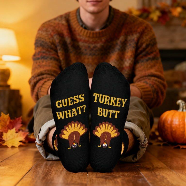Funny Thanksgiving Turkey Socks Men Women Thanksgiving Gifts