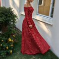 thumbnail image 4 of Dpjklzsn Women's Off The Shoulder Long Sleeve Maxi Dress Polka Dot Smocked Waist Flowy A Line Cocktail Dress, 4 of 6