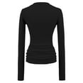 thumbnail image 5 of KHONTS Women's 2025 Fall Long Sleeve Henley T Shirts Button Ribbed Knit Slim Fit Basic Tops Blouse Casual Outfits Black M, 5 of 7