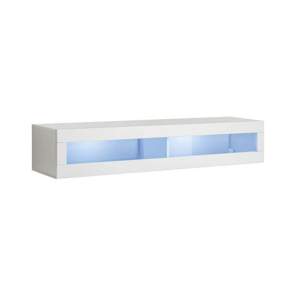 Fly Modular Wall Mounted Floating Media, White High Gloss Wall Mounted Cabinet