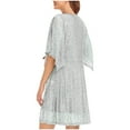thumbnail image 4 of Sevevn Women's Sequin Loose Fitting Dress With Split Sleeves Casual Loose Mini Short Dress Short Sleeved Round Neck Dress, 4 of 8
