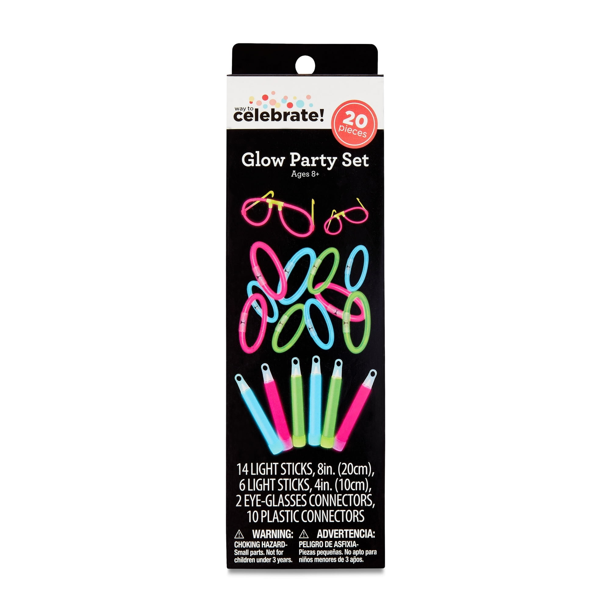 Multicolor Glow Party Set, 20 Pieces, by Way To Celebrate
