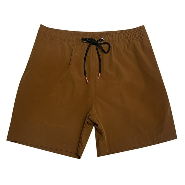 Ediodpoh Mens Swim Trunks Nylon 4 Way Stretch Beach Pants Baggy Plus Size Breathable Elastic Swimming Shorts Seaside Resort Pockets Beach Shorts for Men Brown S