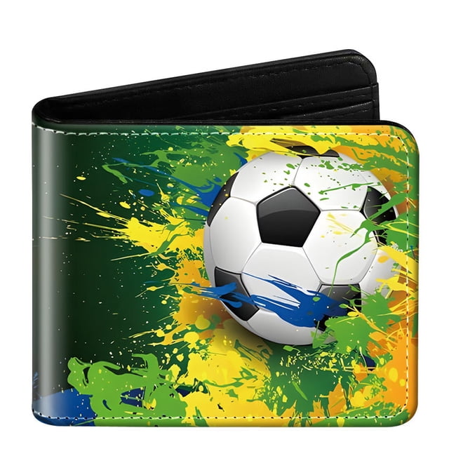 Tonnylam Billetera plegable con temática de fútbol — Billetera compacta para adolescentes, un regalo para los aficionados al fútbol