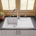 thumbnail image 3 of ALFI brand AB1620DI-W White 34" Single Bowl Granite Composite Kitchen Sink with Drainboard, 3 of 12