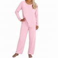 thumbnail image 4 of Matching Pajamas for Couples Fall Fashion Must Have Women Pajama Sets Crew Neck Cozy Women's Sleepwear Long Sleeve Shirts Womens Pjs Sets Pink, 4 of 7