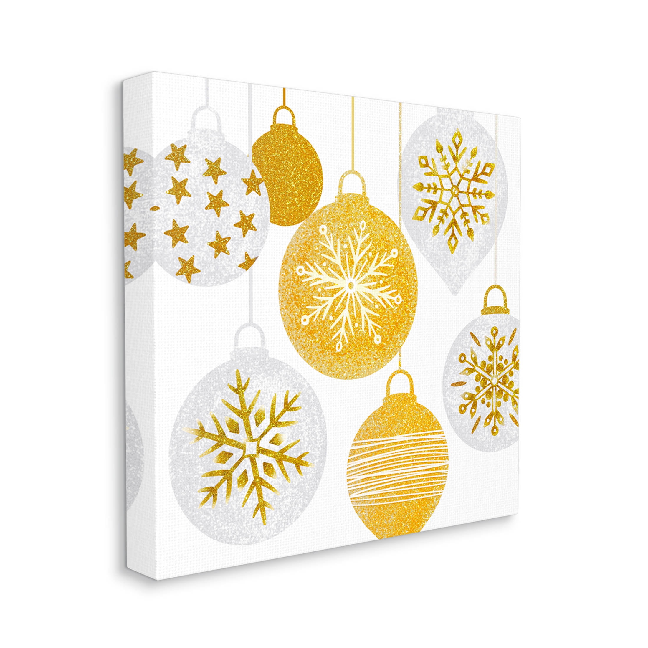Glimmering Hanging Christmas Baubles Holiday Graphic Art Gallery Wrapped Canvas Print Wall Art